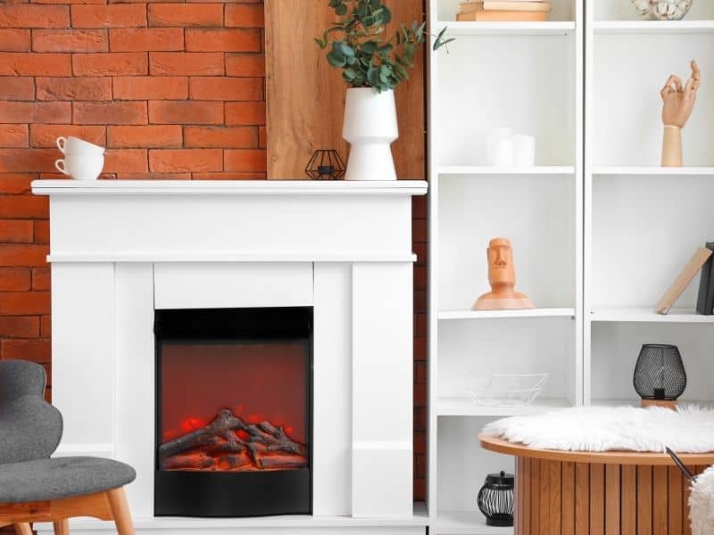 Find answers about brick fireplace facades with built-in shelving, including brick colors, cabinet installation order, mantel placement, fire clearances, and maintenance.
